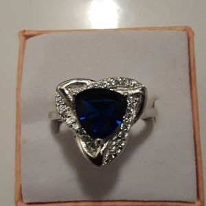Sterling silver sapphire ring size 8, new